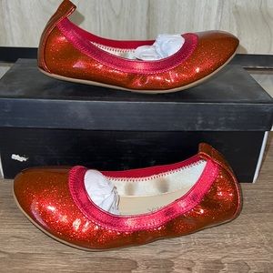 YS Yosi Samra Miss Samara Bright Red Patent Glitter Flat